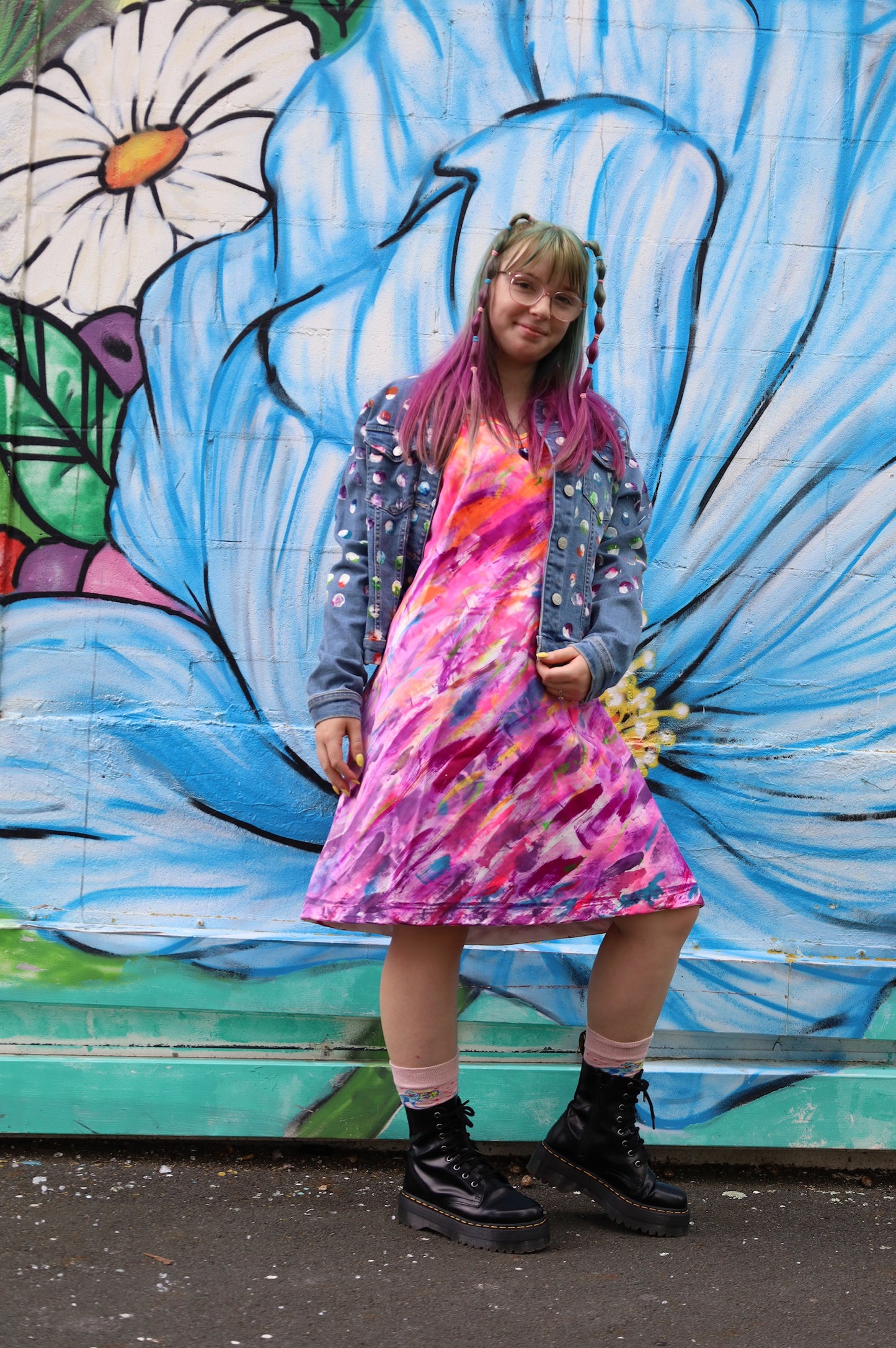 Rainbow Dots Denim Jacket Size 12