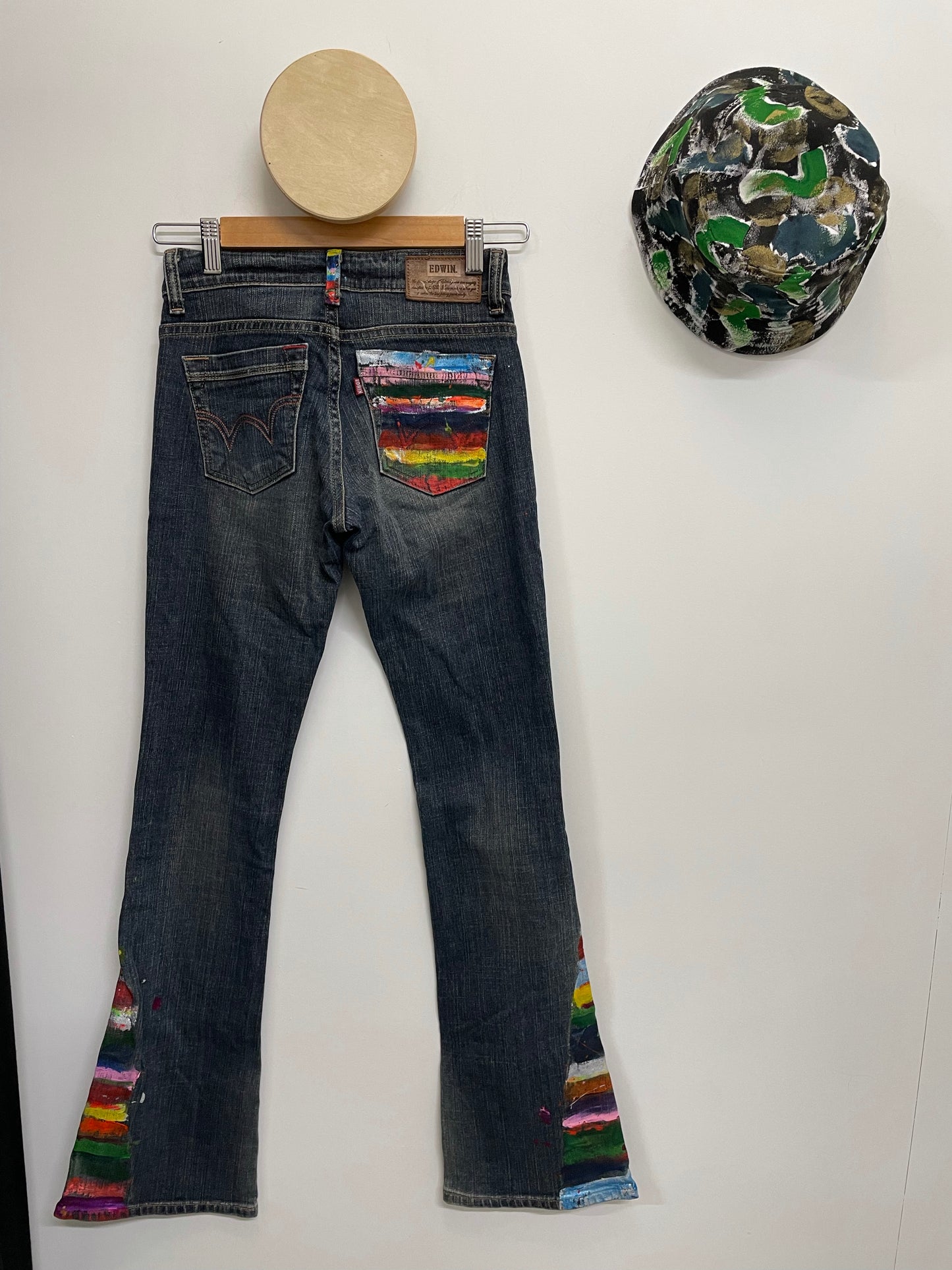 Size 26x33 Miss Edwin Flared Upcycled Denim Jeans