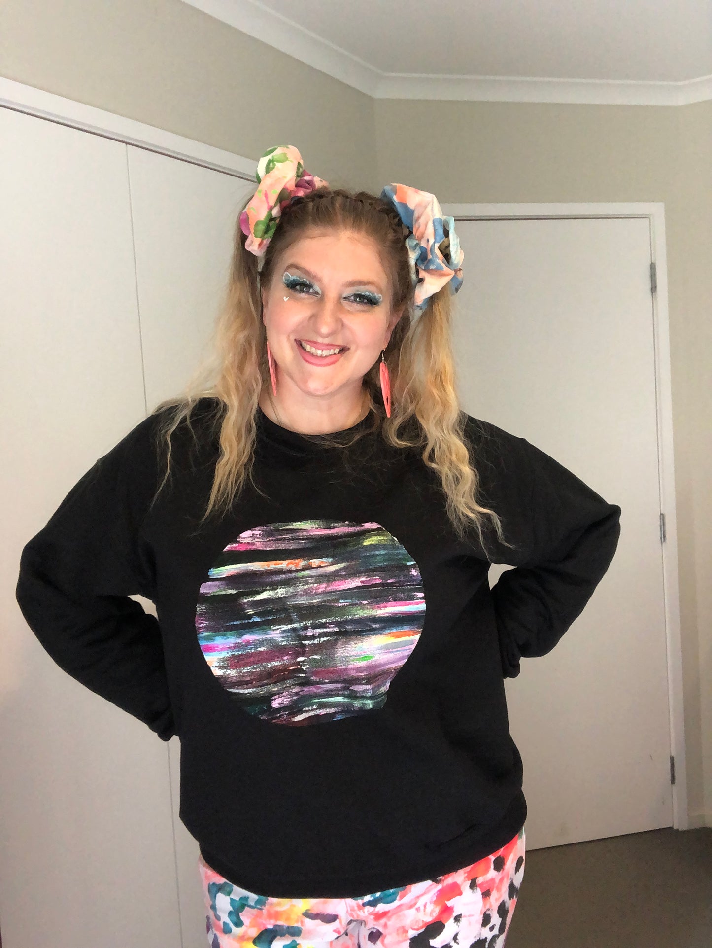 Crew Neck Sweater Size L Dreamy Rainbowscape