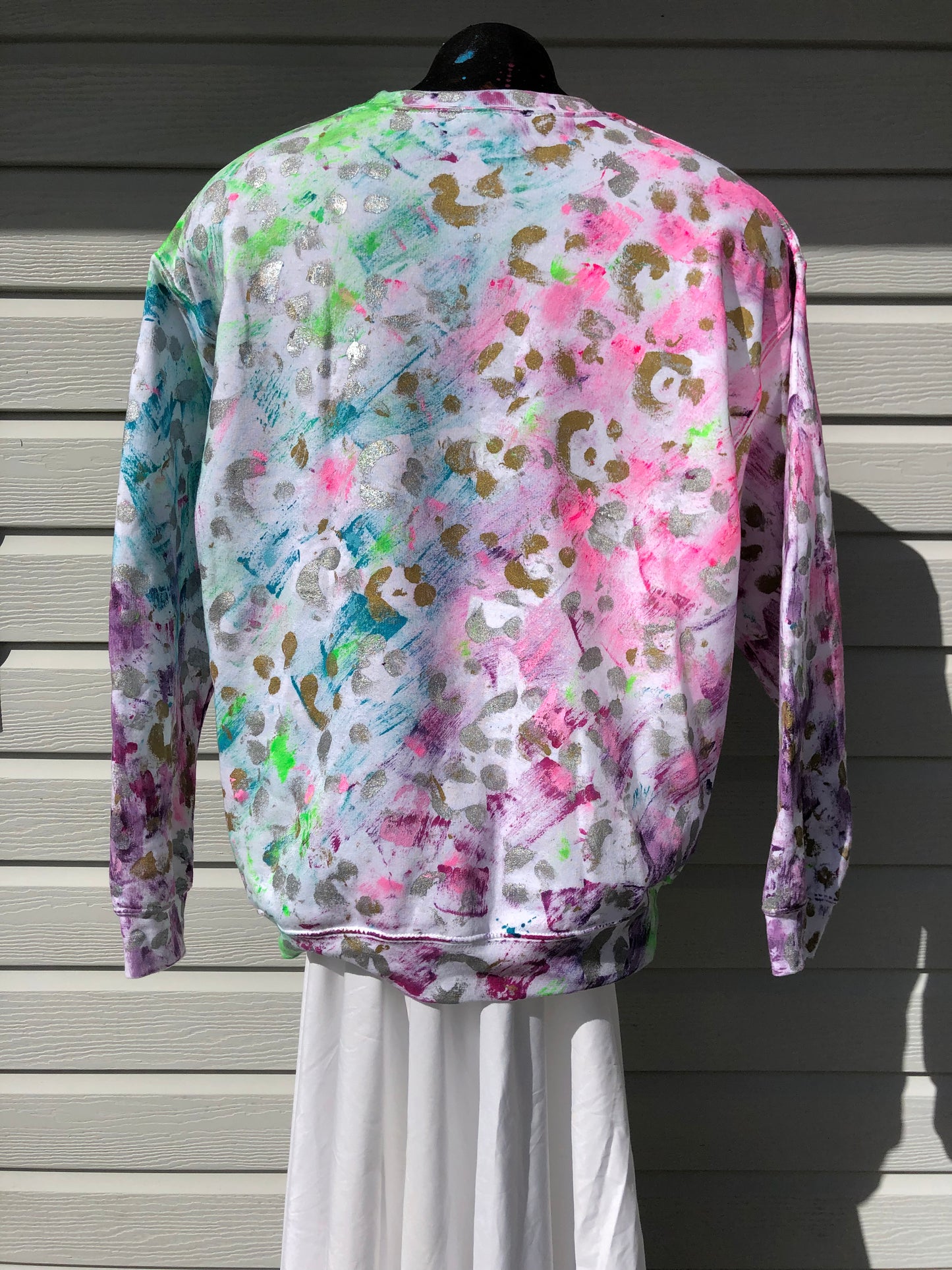 Rainbow Leopard Sweater Size L