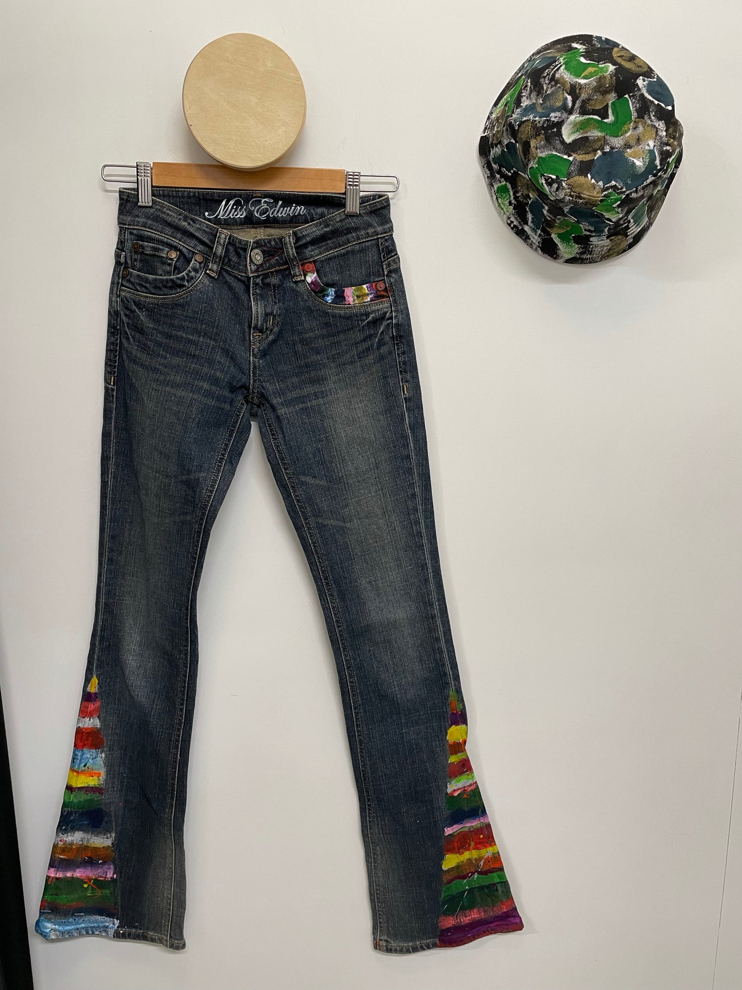 Size 26x33 Miss Edwin Flared Upcycled Denim Jeans
