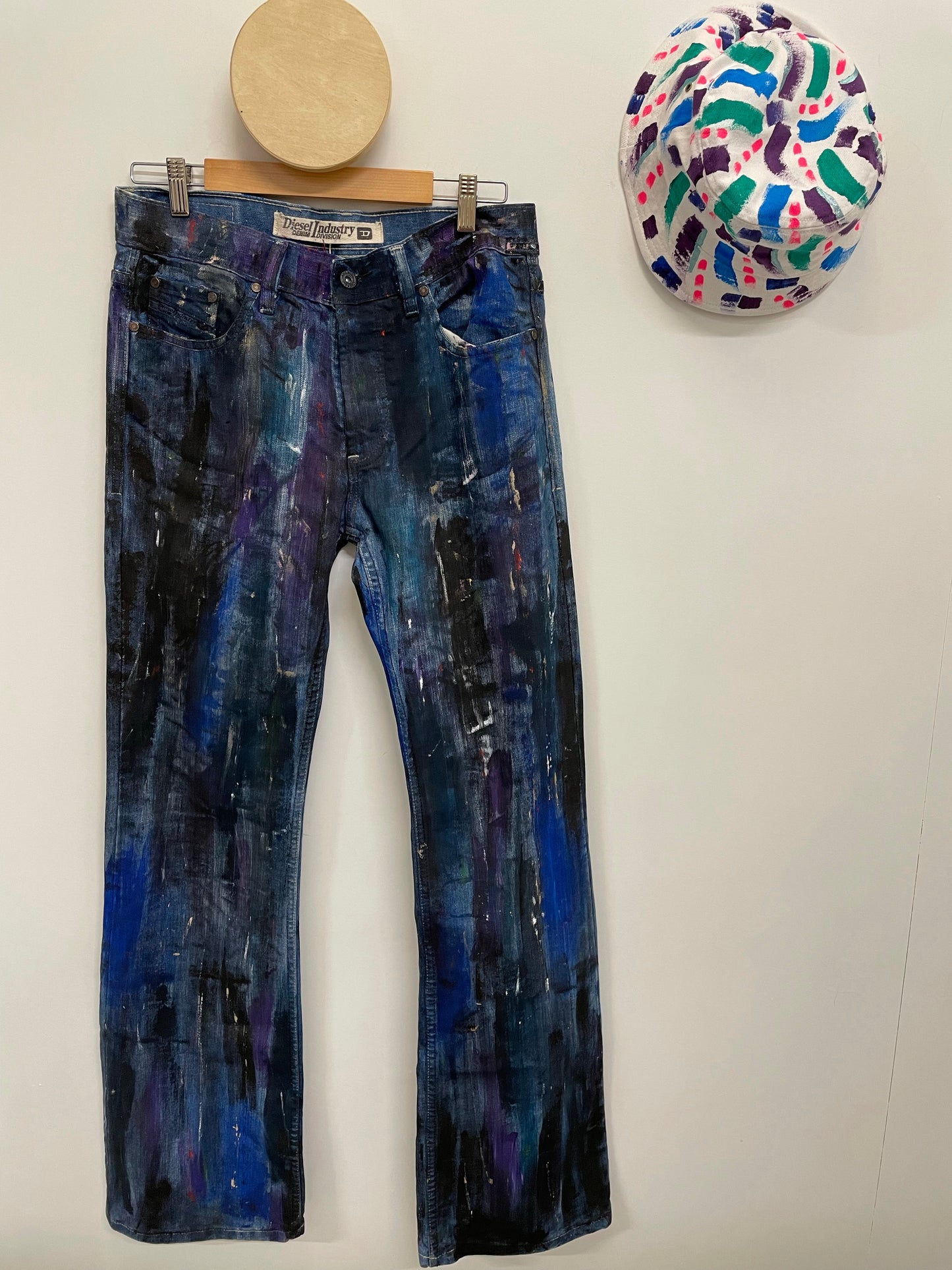 Oilslick Jeans Mens Size 30 Upcycled Denim Jeans Made in Italy