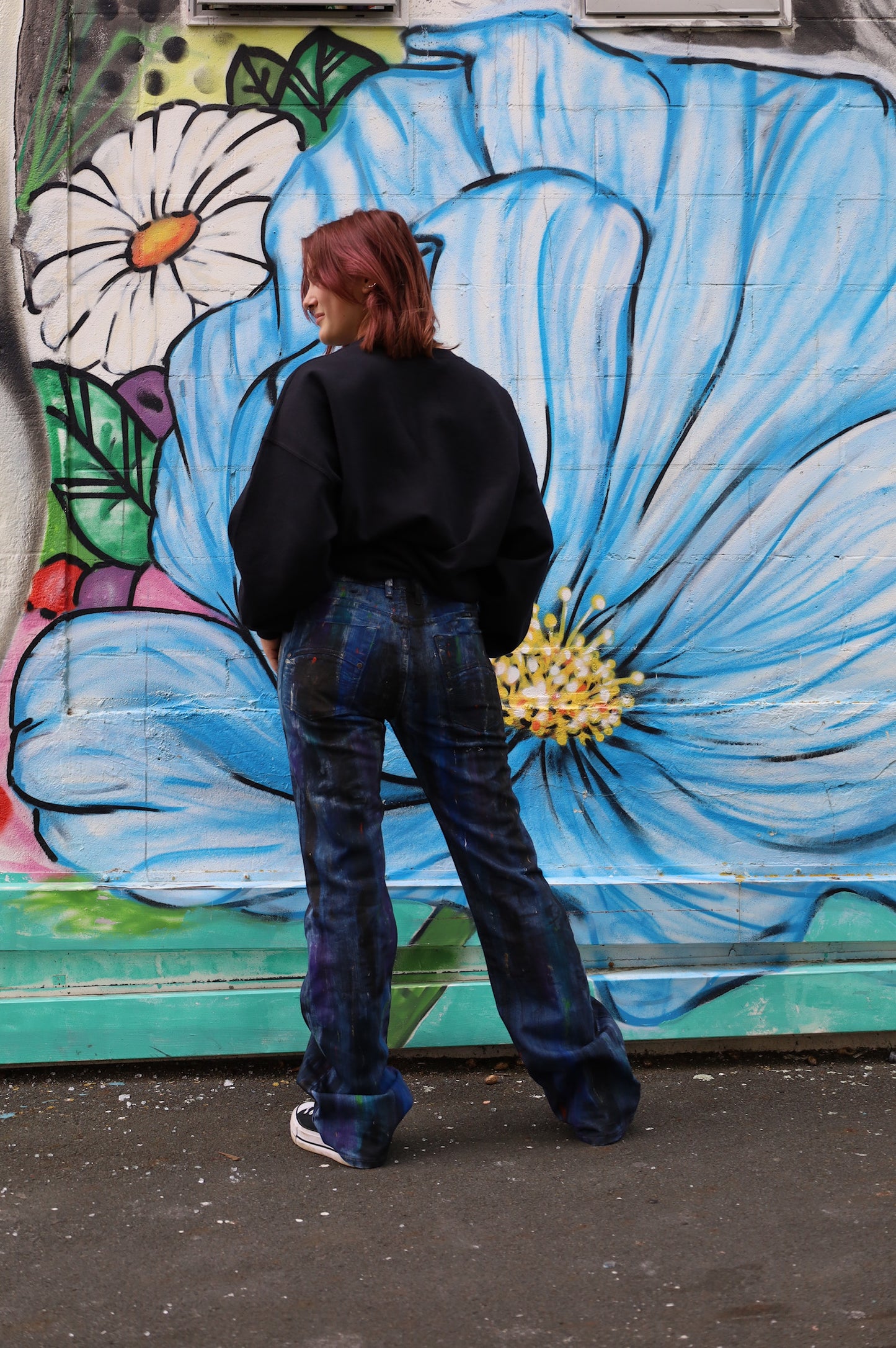 Oilslick Jeans Mens Size 30 Upcycled Denim Jeans Made in Italy