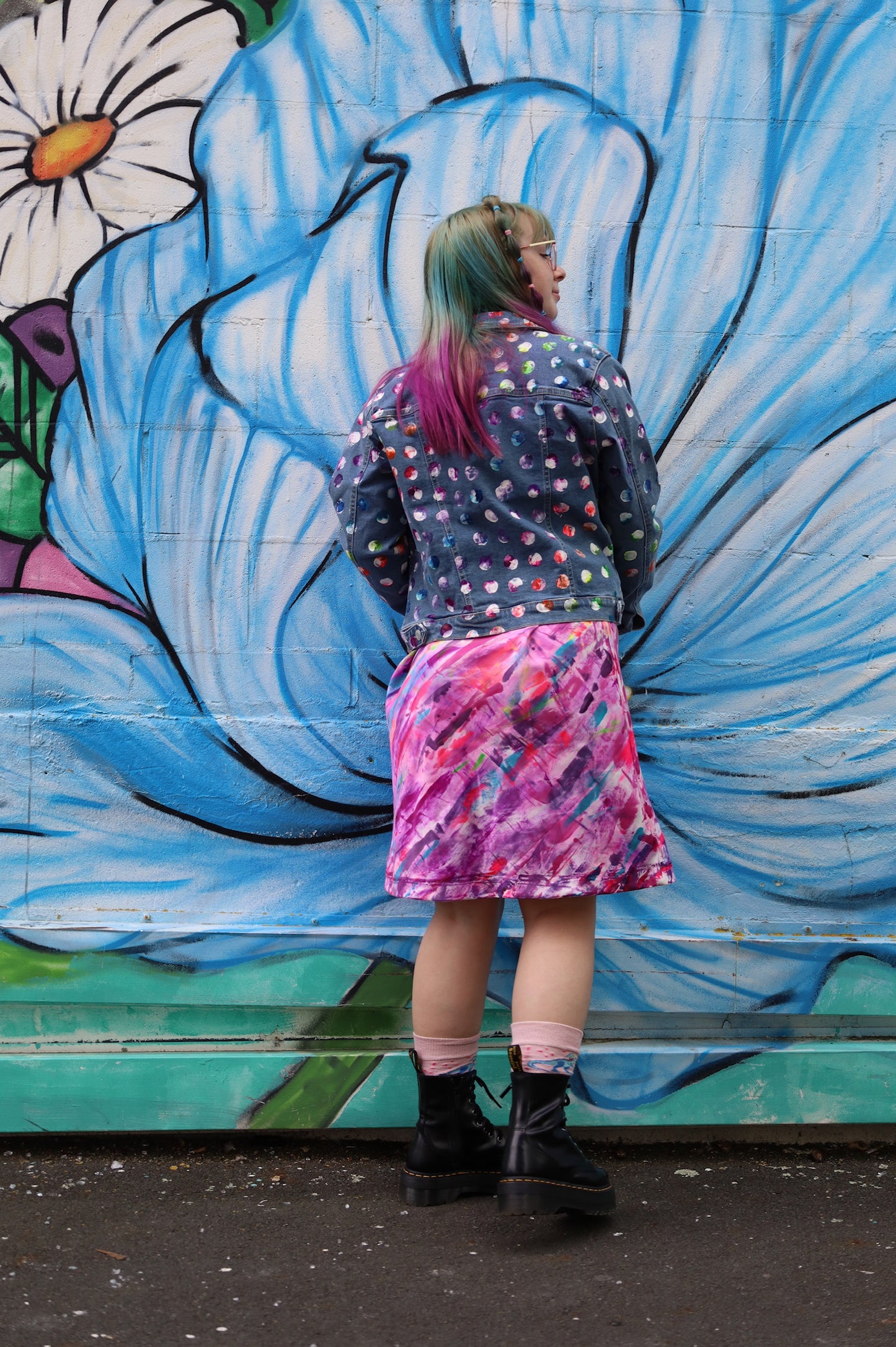 Rainbow Dots Denim Jacket Size 12
