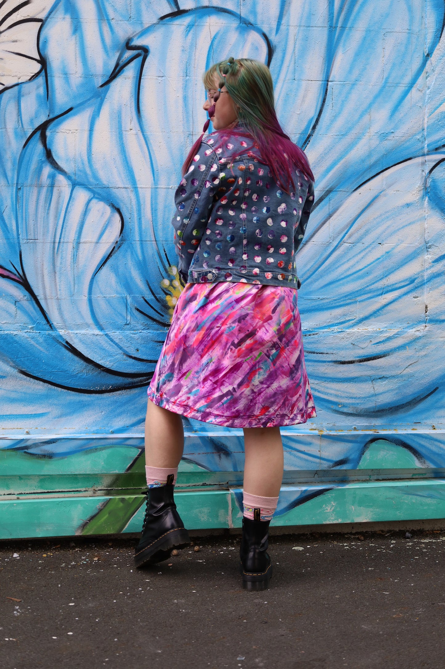 Rainbow Dots Denim Jacket Size 12