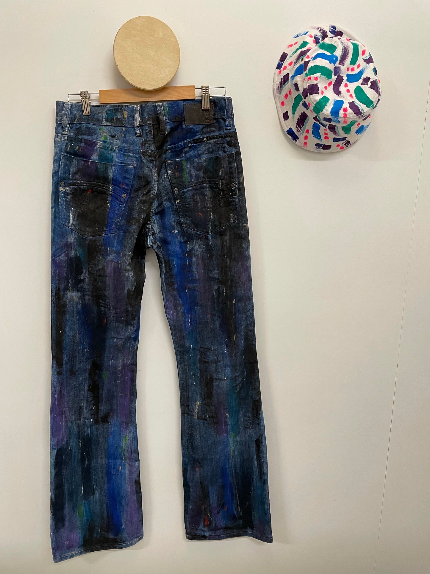 Oilslick Jeans Mens Size 30 Upcycled Denim Jeans Made in Italy