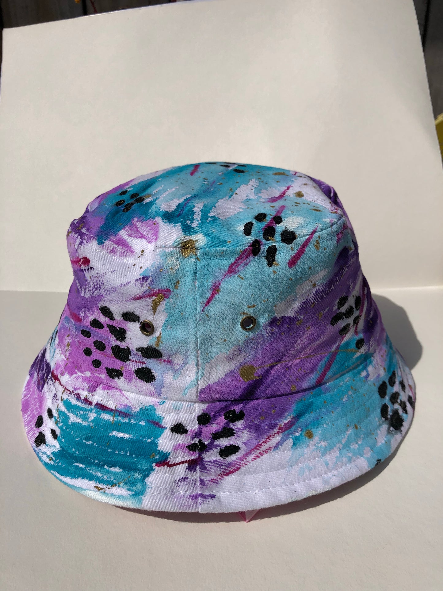 Turquoise Leopard- 100% Heavy Brushed Cotton Bucket Hat