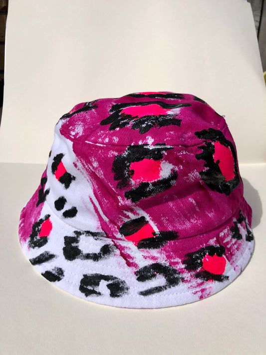 Pink Leopard- 100% Heavy Brushed Cotton Bucket Hat