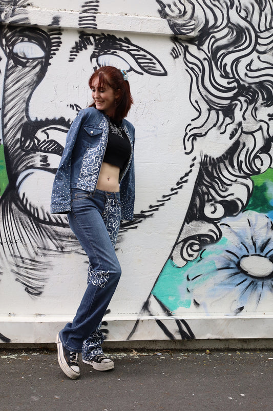 90’s Lace Denim Jacket Size Medium