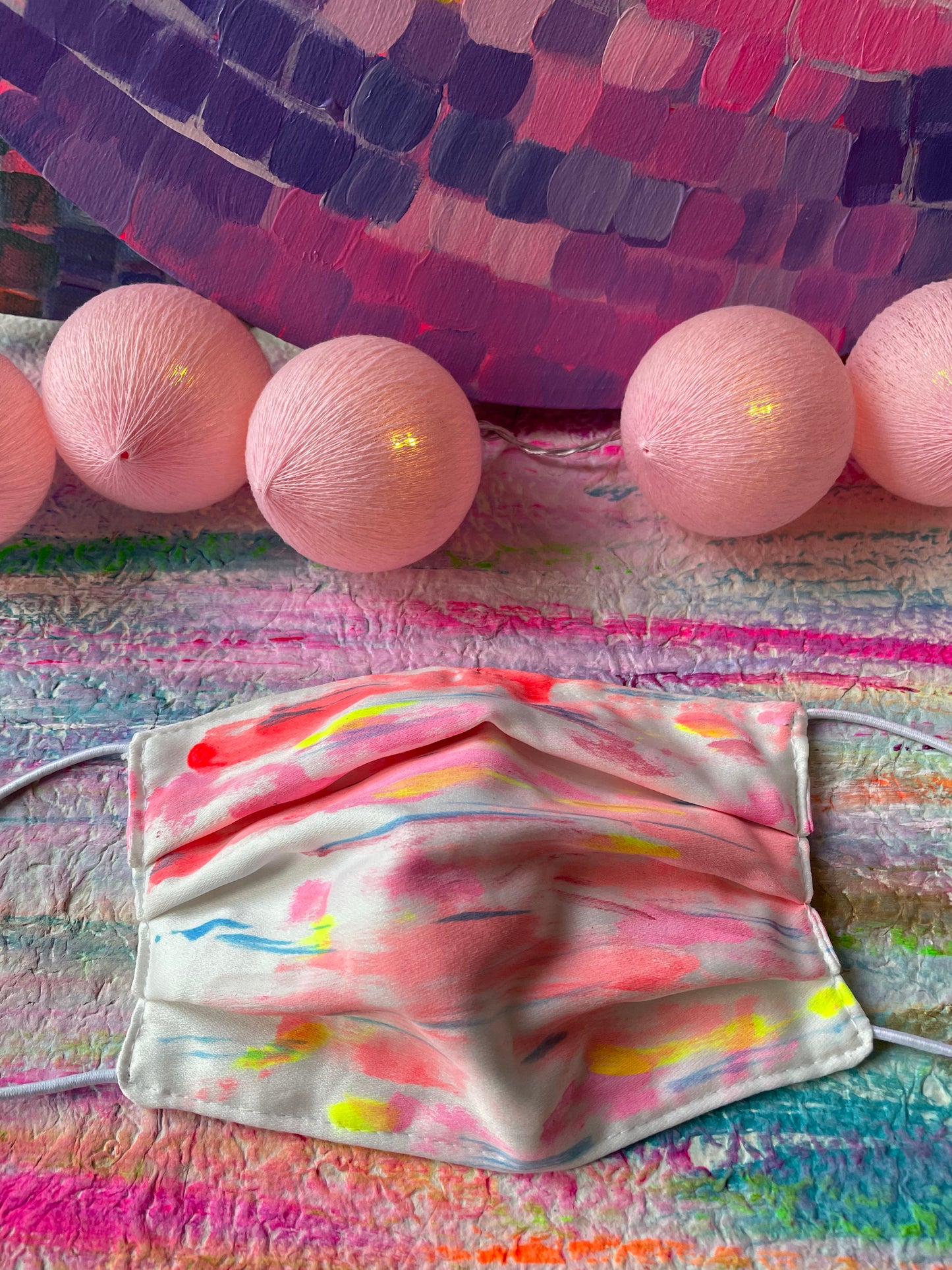 Peachy Dream - Handpainted Face Mask