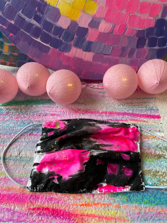Fuschia Galaxy - Handpainted Face Mask