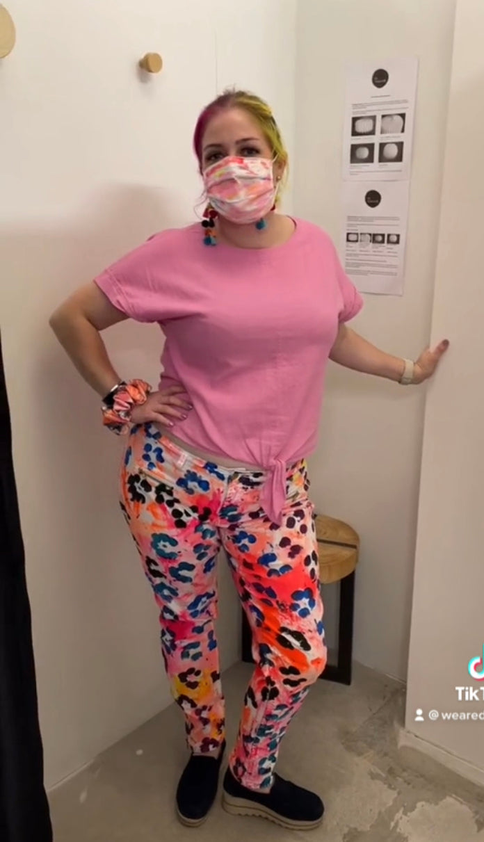 Orange Leopard print Jeans Size 18