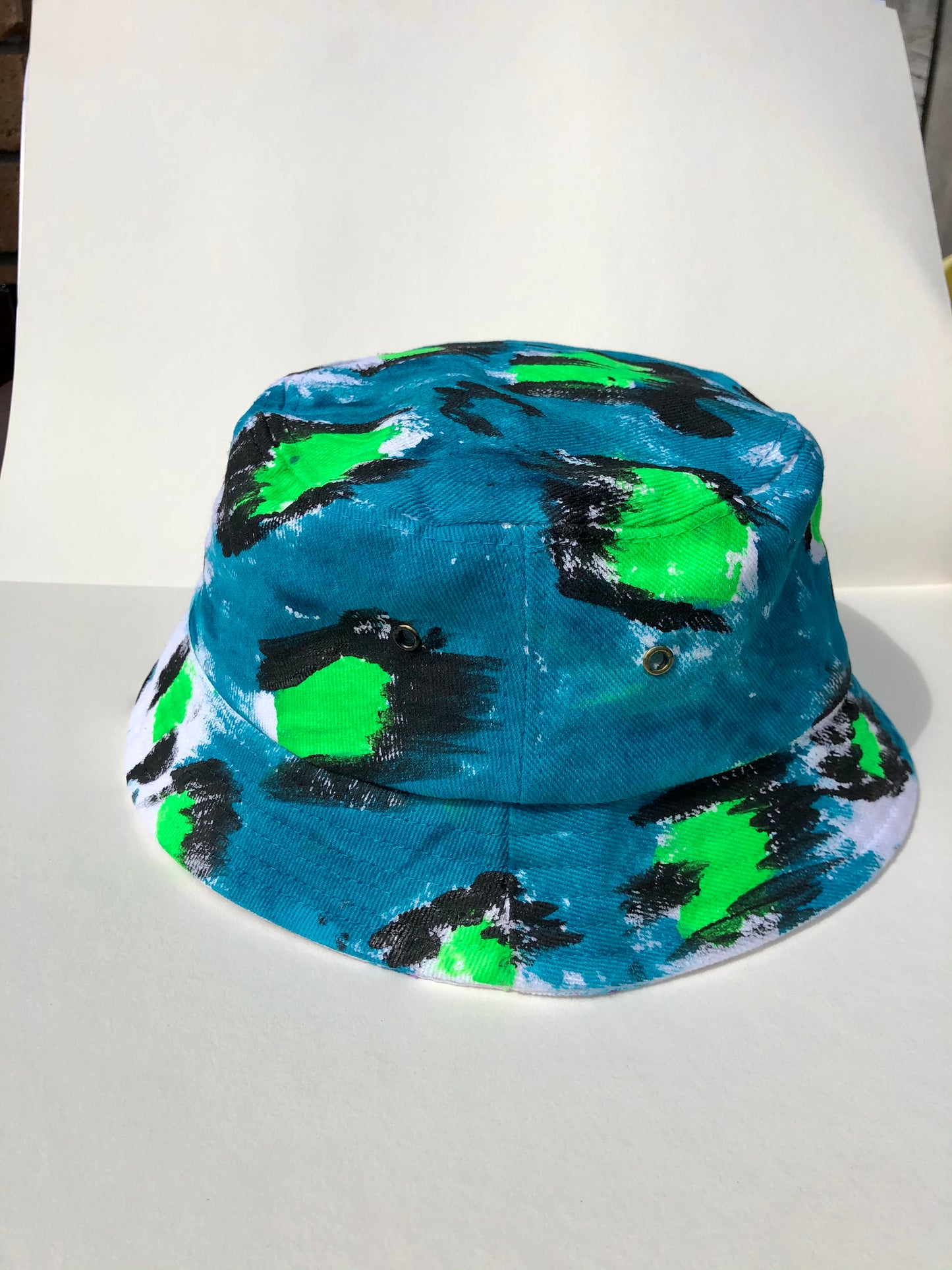 Turquoise Leopard- 100% Heavy Brushed Cotton Bucket Hat