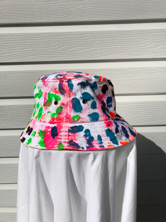 Rainbow Grunge Leopard- 100% Heavy Brushed Cotton Bucket Hat