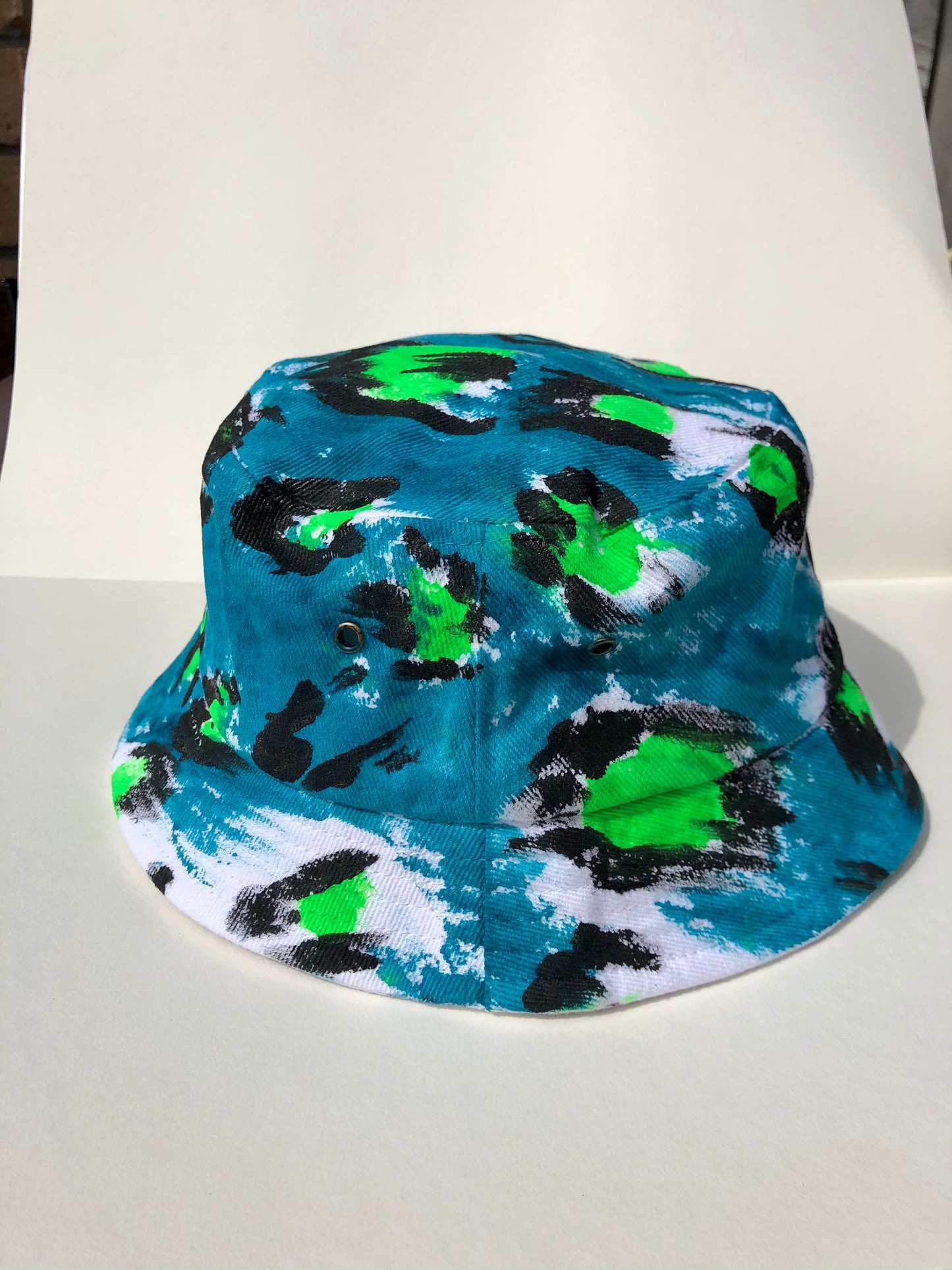 Turquoise Leopard- 100% Heavy Brushed Cotton Bucket Hat