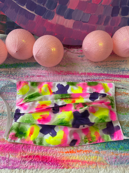Fuchsia Frenzy - Handpainted Face Mask
