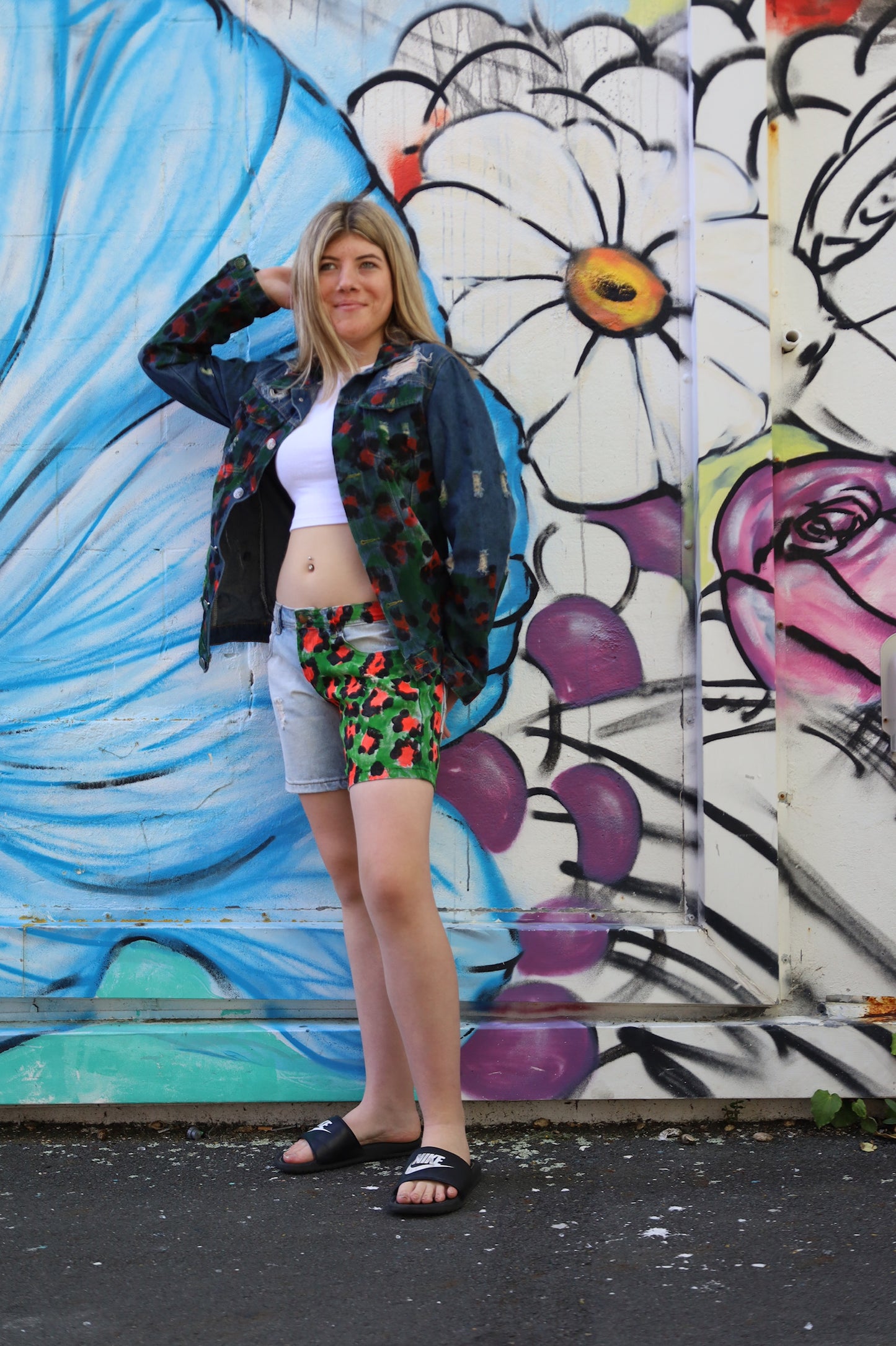 Safari Leopard Denim Jacket size 14